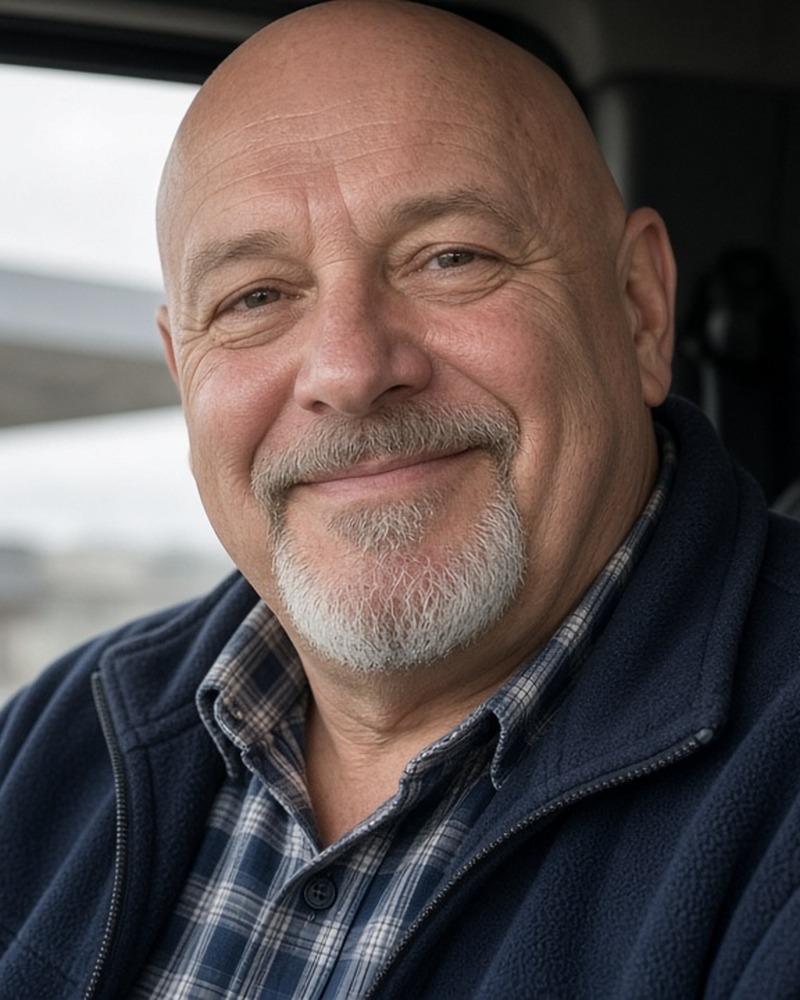 Ray Battersby in an HGV cab